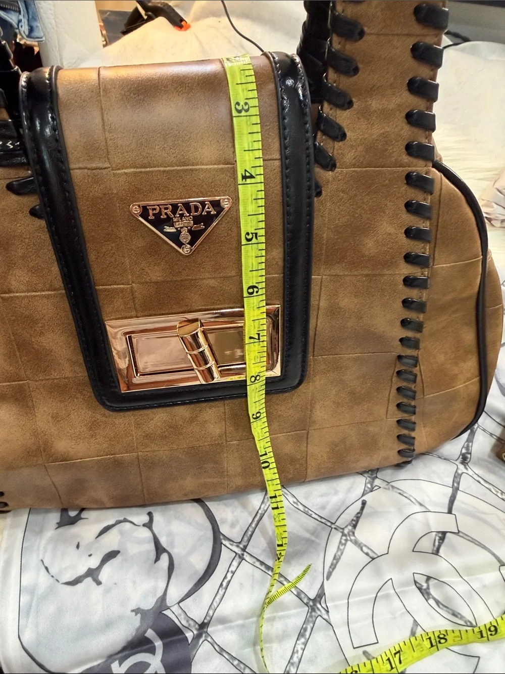 Tan Leather Top-Handle Bag with Matching Wallet